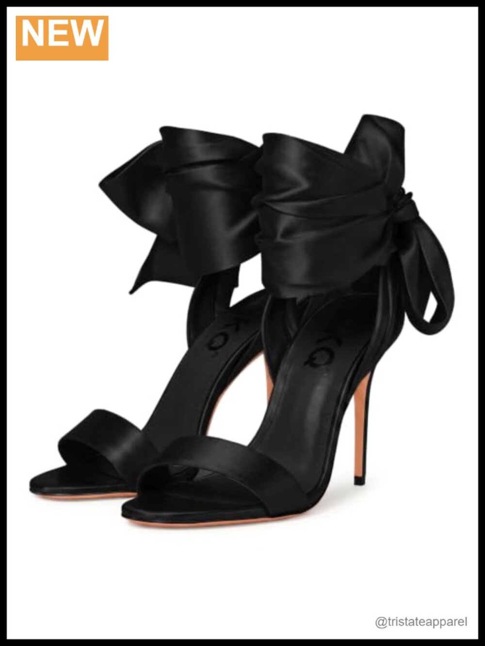 Satin Bow Ankle Wrap Stiletto Heeled Sandals for Women